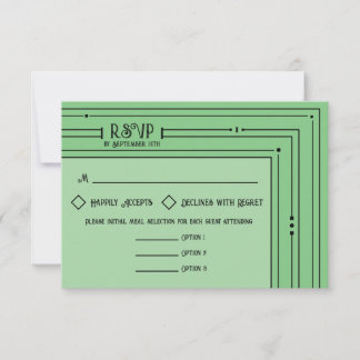 Romantische Vintage Inspirierte blassgrüne Hochzei RSVP Karte