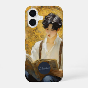 Romantische Vintage-Kunst eines lesenden Jungen iPhone 16 Hülle