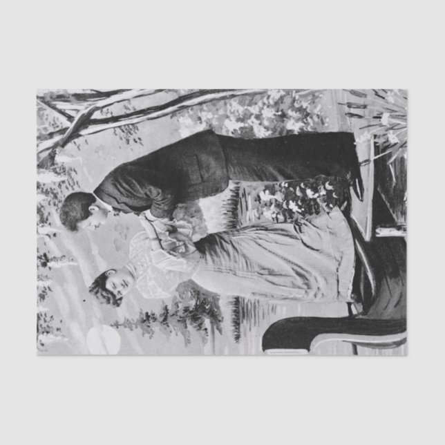 Romantische Vintage Liebhaber auf einem Boot Seidenpapier (Vorderseite)