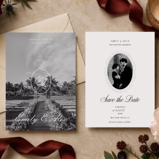 Romantische Vintage-Monogramm-Hochzeit im Stil des Save The Date