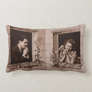 Romantische Vintage Paare, Sepia-Fotografie Lendenkissen