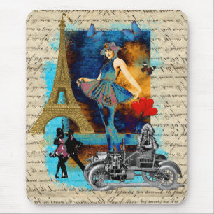 Romantische Vintage Paris-Collage Mousepad