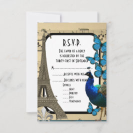 Romantische Vintage Pariser Hochzeit R.S.V.P RSVP Karte