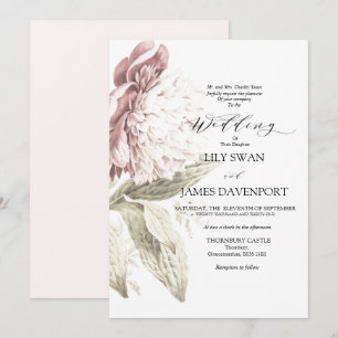 Romantische Vintage Peony Wedding Einladung