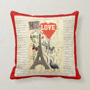 Romantische Vintage Postkarte Valentines Kissen