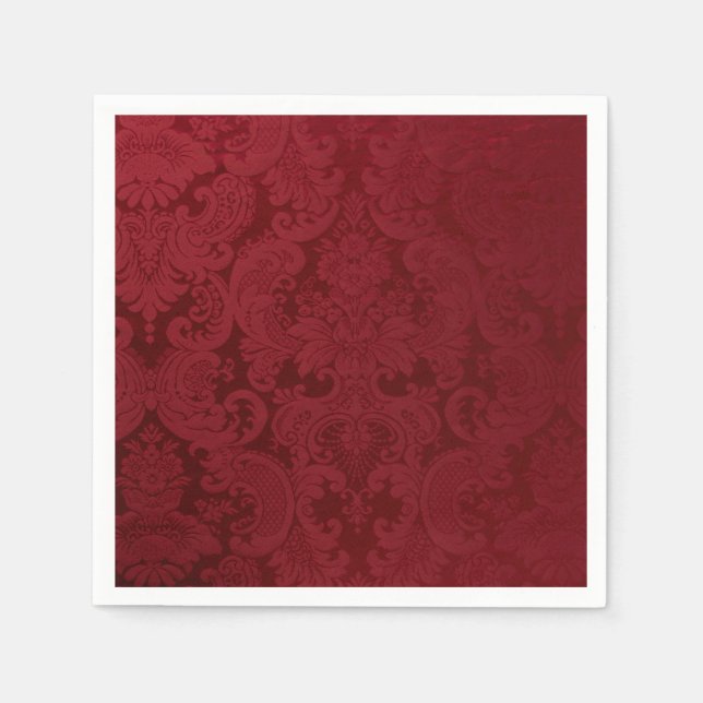 Romantische Vintage Red Damask Serviette (Vorderseite)