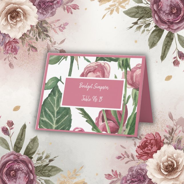 Romantische Vintage Retro-Rose Sitzplätze Karten (Von Creator hochgeladen)