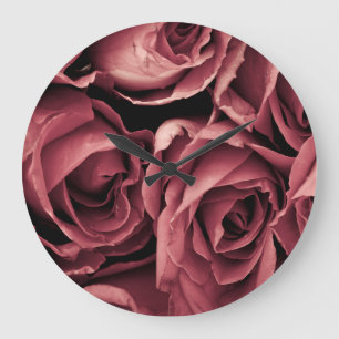 Romantische Vintage Rose Hintergrund Große Wanduhr
