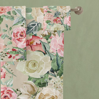 Romantische Vintage-Rose in Rosa Badhandtuch Set