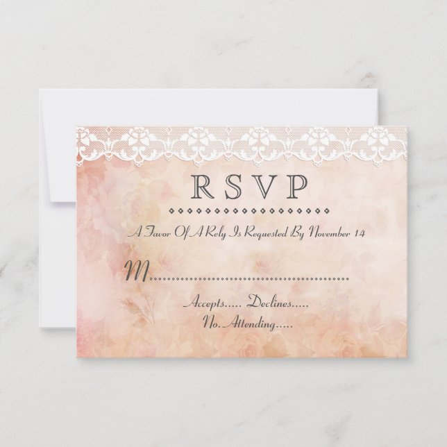 Romantische Vintage Rose und Hochzeit RSVP Custom Karte (Vorderseite)