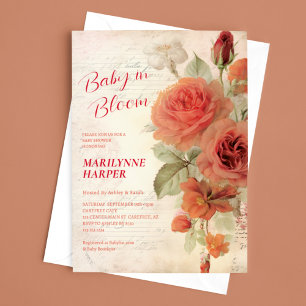Romantische Vintage-Rosen-Baby-Shower Einladung