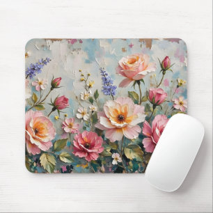 Romantische Vintage-Rosen in rosa und pfirsichfarb Mousepad