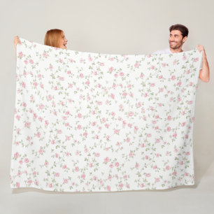 Romantische Vintage-Rosen in zartem Rosa, sanfte F Fleecedecke