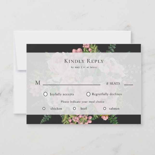 Romantische Vintage-Rosen RSVP Karte (Vorderseite)