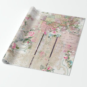 Romantische Vintage-Rosen Wandbilder Geschenkpapier