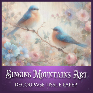 Romantische Vintage-Schwalben und Blüten Dekoratio Seidenpapier