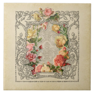 Romantische Vintage skulptierte Rose Fliese