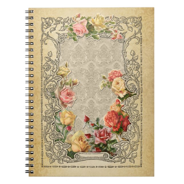 Romantische Vintage Skulpturenstil-Rose Notizblock (Vorderseite)
