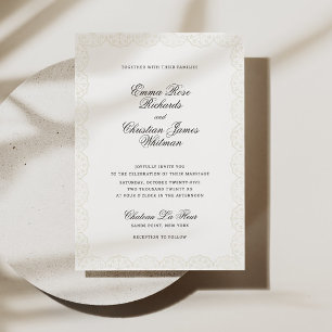 Romantische Vintage-Spitzen-Druck-Hochzeitseinladu Einladung