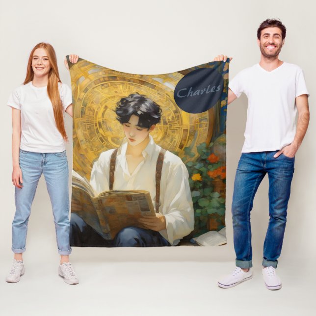 Romantische Vintage Stilkunst des Lesens Fleecedecke (Beispiel)