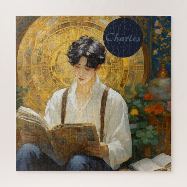 Romantische Vintage Stilkunst des Lesens Puzzle (Vertikal)