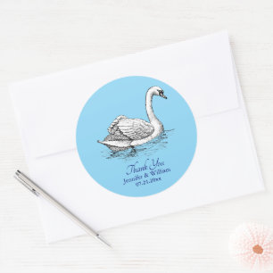 Romantische Vintage Swan Wedding Vielen Dank Runder Aufkleber