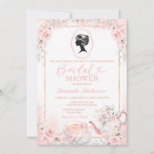 Romantische Vintage-Teeparty-Brautabschied-Blumen Einladung