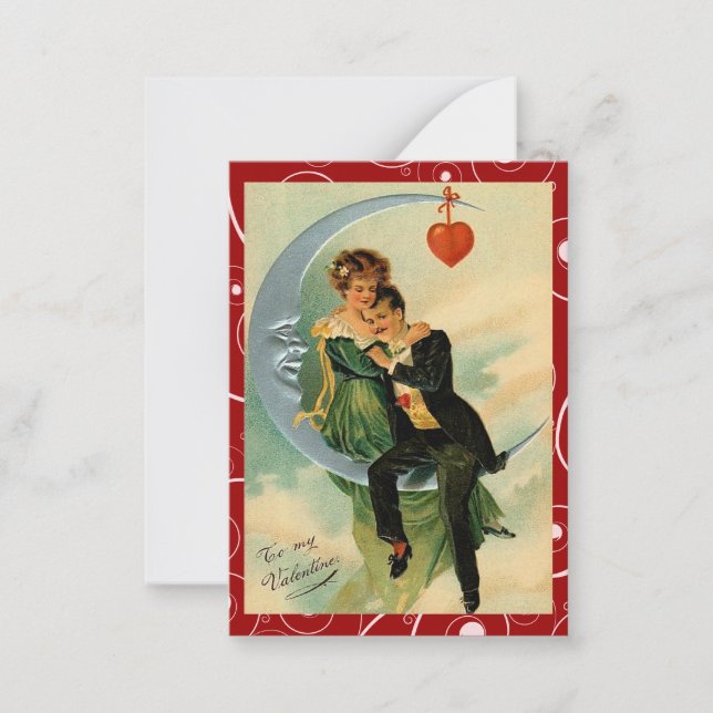 Romantische Vintage Valentine-Liebe Mitteilungskarte (Vorderseite)