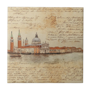 Romantische Vintage-Venedig-Kunst mit Schrift Fliese