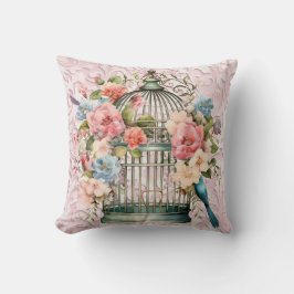Romantische Vintage Wasserfarbe Blumengeburt Kissen