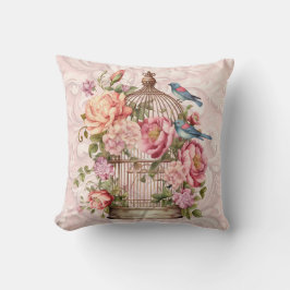 Romantische Vintage Wasserfarbe Blumengeburt Kissen