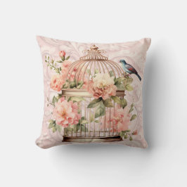 Romantische Vintage Wasserfarbe Blumengeburt Kissen