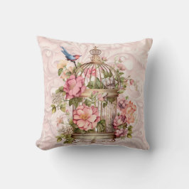 Romantische Vintage Wasserfarbe Blumengeburt Kissen