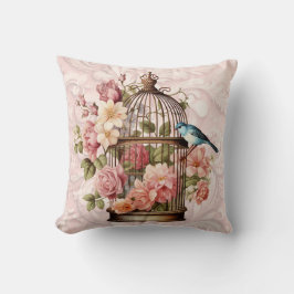 Romantische Vintage Wasserfarbe Blumengeburt Kissen