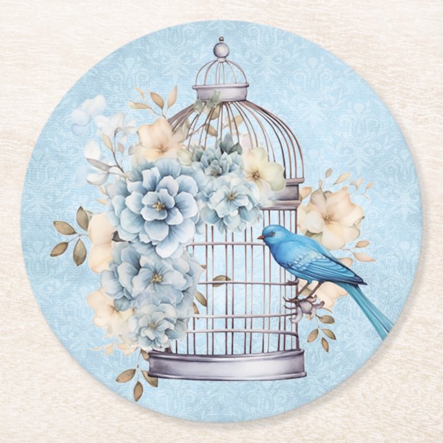 Romantische Vintage Wasserfarbe Blumengeburt Runder Pappuntersetzer (Vorderseite)