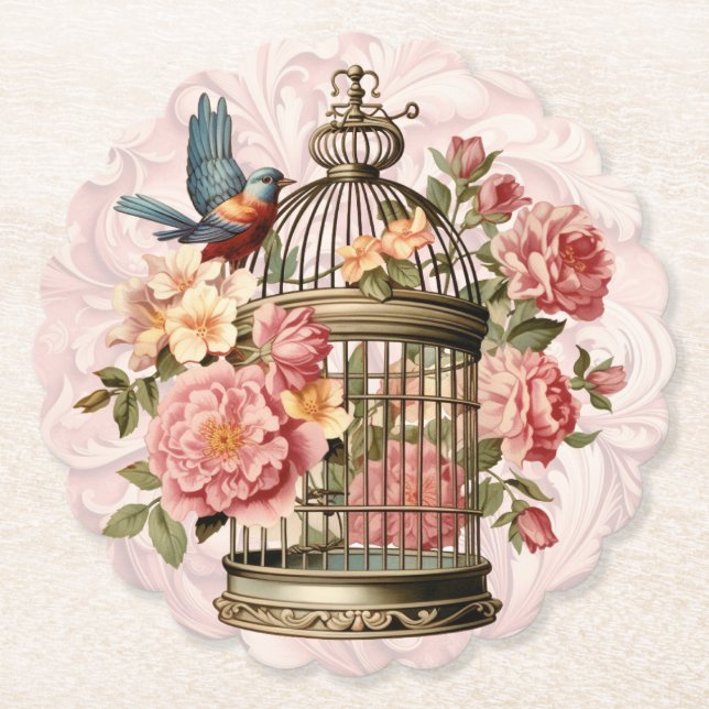 Romantische Vintage Wasserfarbe Blumengeburt Untersetzer (Vorderseite)