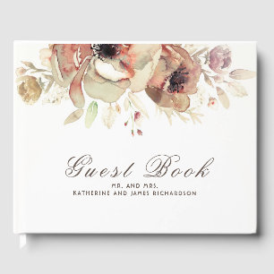 Romantische Vintage-Wasserfarben-Blumen-Herbst-Hoc Gästebuch