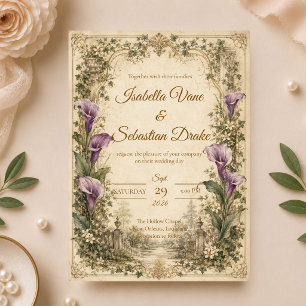 Romantische Vintage-Zantedeschia-Hochzeit Einladung