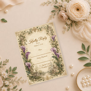 Romantische Vintage-Zantedeschia-Hochzeit RSVP Karte