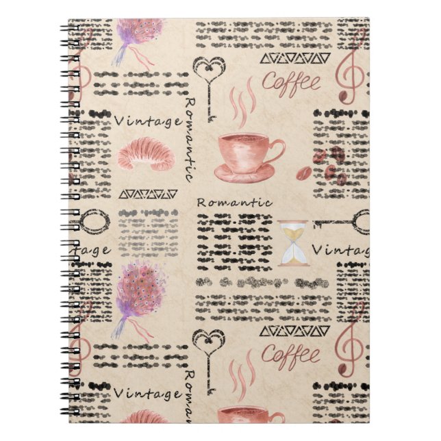 Romantische Vintage Zeitung Notizblock (Vorderseite)
