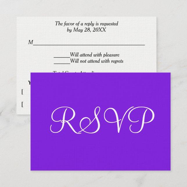 Romantische Violet Wedding RSVP Karte (Vorne/Hinten)