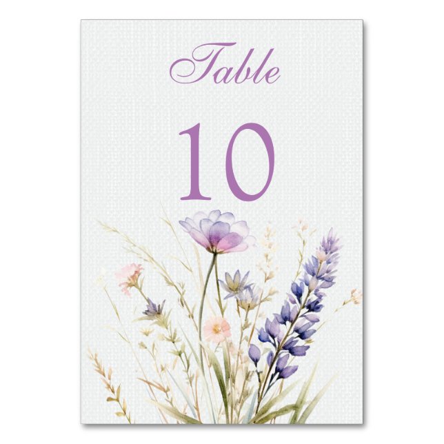 Romantische violette Blume Hochzeit Tischnummer (Rückseite)