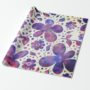Romantische violette Blume und Blätter Originelle Geschenkpapier