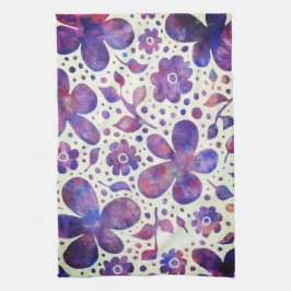 Romantische violette Blume und Blätter Originelle  Geschirrtuch