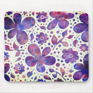 Romantische violette Blume und Blätter Originelle Mousepad