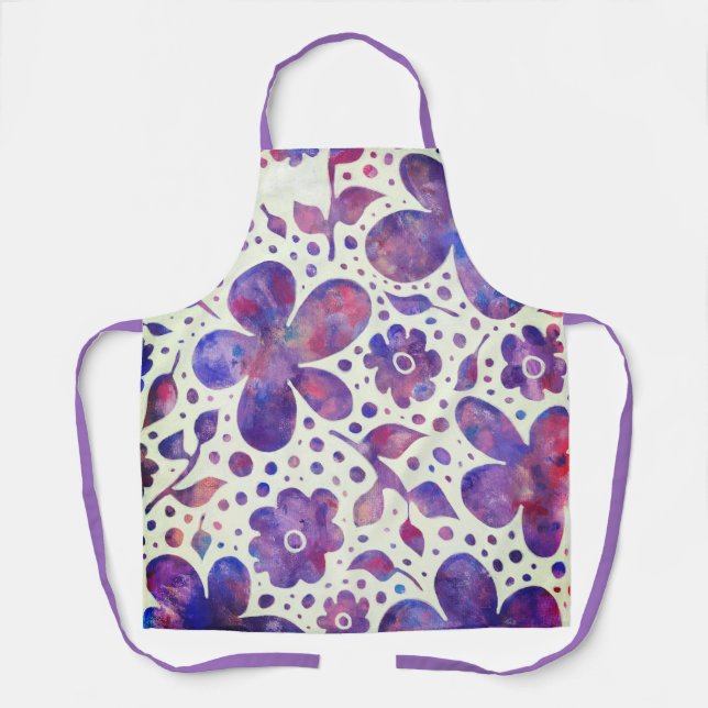Romantische violette Blume und Blätter Originelle  Schürze (Vorderseite)