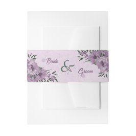 romantische violette Blumen botanische Hochzeit Einladungsbanderole