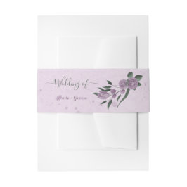 romantische violette Blumen botanische Hochzeit Einladungsbanderole