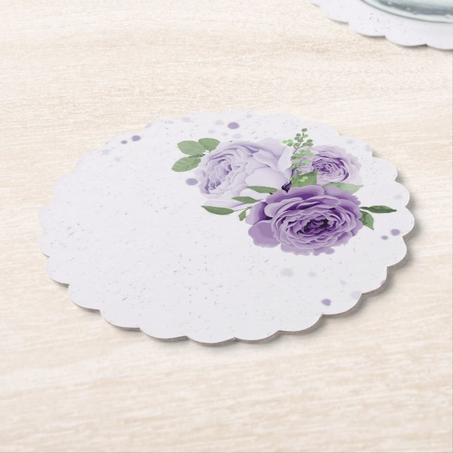 Romantische violette Blumen grüne Blätter botanisc Untersetzer (angewinkelt)