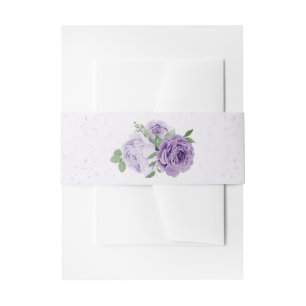 romantische violette Blumen Grüne Hochzeit Einladungsbanderole